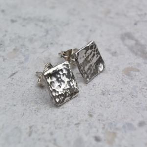 JODIE McKENZIE STUDIO Square Silver Organic Studs 