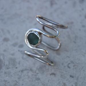 JODIE McKENZIE STUDIO Silver Sea Glass Wiggle Ring