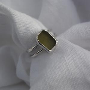 JODIE McKENZIE STUDIO Green sea glass wrapped ring